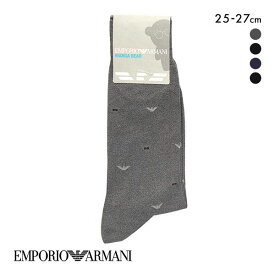 【メール便(10)】 エンポリオ・アルマーニ EMPORIO ARMANI Dress マンガベア＆イーグル メンズソックス 靴下 クルー丈 ビジネス メンズ 綿混 紳士 全4色