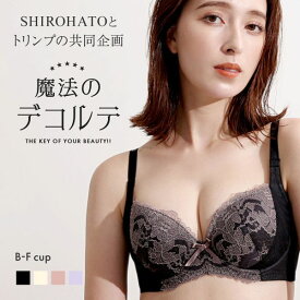 【20%OFF・お買い物マラソン】ブラジャー 魔法のデコルテ ブラジャー サイドスリム SHIROHATOとトリンプの共同企画 背中すっきり 脇高 単品 レディース ブラ 30代 40代 50代 補整 レース 大きいサイズ アンダー デコルテ ホールド 脇肉 全4色 B65-F75 ev_sp