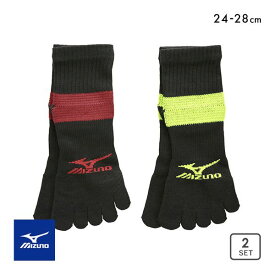 10％OFF【メール便(30)】 ミズノ MIZUNO WORK ソックス 靴下 ショート丈 5本指 2足組 強靭 吸汗速乾 サポート メンズ 24-26cm 26-28cm 24-26cm-26-28cm