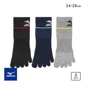 10％OFF ミズノ MIZUNO RUN&WALK ソックス 靴下 ショート丈 5本指 3足組 サポート メンズ スポーツ 24-26cm 26-28cm 24-26cm-26-28cm