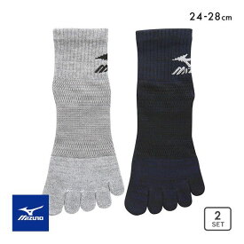 10％OFF ミズノ MIZUNO WORK ソックス 靴下 ショート丈 5本指 2足組 吸汗速乾 涼感メッシュ サポート メンズ 24-26cm 26-28cm 24-26cm-26-28cm