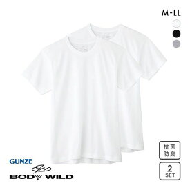 20％OFF グンゼ GUNZE ボディワイルド BODY WILD クルーネックTシャツ メンズ 2枚組 抗菌防臭 綿100％ 半袖 全3色 M-LL