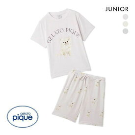 ジェラートピケ gelato pique 【JUNIOR】 DOG柄Tシャツ&ショートパンツセット ジェラピケ ルームウェア パジャマ 全3色 130-140