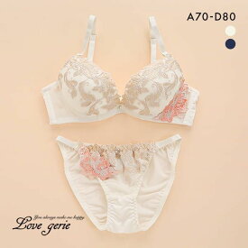 ラブジェリー Love gerie ゴシックアイビー ブラセット ブラジャー ショーツ セット ABCD 盛り胸 Wパッド 谷間ブラ バストアップ レディース 全2色 A70-M-D80-L