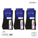 20％OFF【メール便(20)】 スーパーソックス SUPER SOX 24時間におわない ソックス 靴下 五本指 クルー丈 3足組 ムレない におわない メンズ 24-26cm 26-28cm 24-26cm-26-28cm