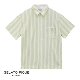 40％OFF ジェラートピケ オム GELATO PIQUE メンズ 【HOMME】ストライプパイルシャツ ジェラピケ パジャマ ルームウェア 全2色 M-L