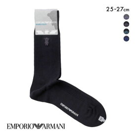 【メール便(10)】 エンポリオ・アルマーニ Dress マンガベア刺繍 メンズソックス 紳士靴下 クルー丈 リブ ビジネス メンズ 綿混 25-27 EMPORIO ARMANI 全4色