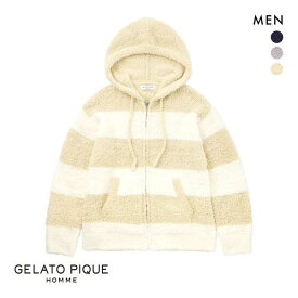 20％OFF ジェラートピケ オム メンズ ジェラート2ボーダーパーカ ジェラピケ パジャマ ルームウェア gelato pique HOMME 全3色 M-L