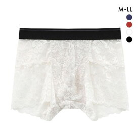 【メール便(10)】 NEW SENSATION ボクサー 総レース M L LL メンズ パンツ アウトゴム アンダーウェア シースルー ひびきにくい 高通気 セクシー 前閉じ 全4色 M-LL