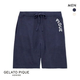 35％OFF ジェラートピケ オム メンズ エアモコピケロゴジャガードハーフパンツ ジェラピケ パジャマ ルームウェア gelato pique HOMME 全2色 M-L