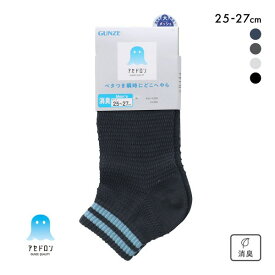 10％OFF【メール便(10)】 グンゼ アセドロン メガメッシュ ショート丈 ソックス メンズ 靴下 GUNZE 吸放湿 25-27cm 全4色