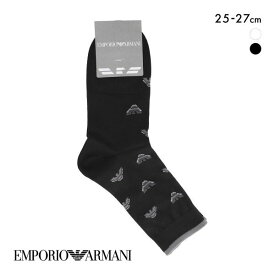 【メール便(12)】 エンポリオ・アルマーニ イーグルシャドー クルー丈 ソックス メンズ 紳士 靴下 カジュアル 25-27 EMPORIO ARMANI 全2色