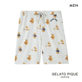 30％OFF ジェラートピケ オム メンズ スポーティベア総柄ハーフパンツ ジェラピケ パジャマ ルームウェア gelato pique HOMME M-L