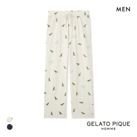 20％OFF ジェラートピケ オム メンズ スラブダイナソー総柄ロングパンツ ジェラピケ パジャマ ルームウェア gelato pique HOMME 全2色 M-L