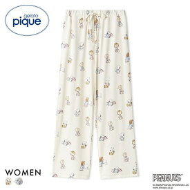 ジェラートピケ レディース PEANUTS オリジナルアート総柄ロングパンツ ジェラピケ パジャマ ルームウェア スヌーピー gelato pique 全2色