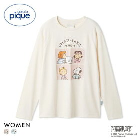 ジェラートピケ レディース PEANUTS オリジナルアートワンポイントロングTシャツ ジェラピケ ルームウェア スヌーピー gelato pique 全2色