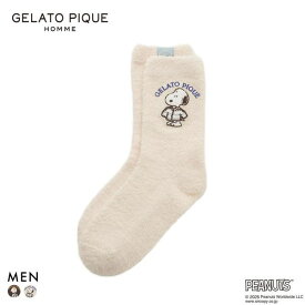 20％OFF ジェラートピケ オム メンズ PEANUTS オリジナルアートソックスジェラピケ パジャマ ルームウェア gelato pique スヌーピー HOMME 全2色