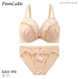 【最大1,000円クーポン・なくなり次第終了】 パンキュート 脇肉を谷間に変える脇高ブラ マットサテンフリル ブラセット GHI65-95 脇寄せ グラマー アンダー大きいサイズ 美胸 レディース 下着 上下セット 全2色 G65-M-I90-3L