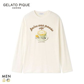 20％OFF ジェラートピケ オム メンズ ベアラテワンポイントプリントロングTシャツ ジェラピケ パジャマ ルームウェア gelato pique HOMME 全2色 M-L
