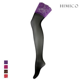 50％OFF【メール便(6)】 HIMICO ヒミコ ガーターストッキング レース付き 日本製 つま先切り替えなし ヌードトゥ 無地 単品 レディース 全4色 M-L-L-LL