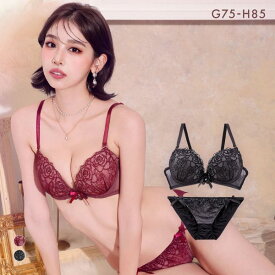 ブラジャー ショーツ セット ラブジェリー ロマンティックロージーリボン ブラセット GH 別注 大きいサイズ グラマー 盛り胸 Wパッド 谷間ブラ 脇寄せ バストアップ ブラジャー Love gerie レディース 全2色 G75-L-H85-LL