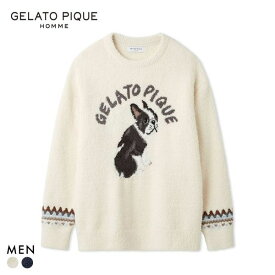 ジェラートピケ オム メンズ パウダーDOGジャガードプルオーバー ジェラピケ パジャマ ルームウェア gelato pique HOMME 全2色 M-L