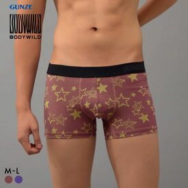 30％OFF【メール便(20)】 グンゼ BODY WILD スター柄 ジャカード ボクサーパンツ メンズ GUNZE ボディワイルド 全2色 M-L 下着 男性用
