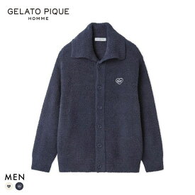 ジェラートピケ オム メンズ べビモコハートロゴ刺繍カーディガン ジェラピケ パジャマ ルームウェア gelato pique HOMME 全2色 M-L