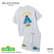 30％OFF ジェラートピケ オム SESAME STREET エアリーモコジャガードプルオーバー＆ハーフパンツセット …