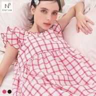 15％OFF ナルエー パジャマ シャーリングボイルガーリーチェックワンピース カップイン パッド付き ルー…