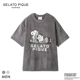 ジェラートピケ オム PEANUTS メンズ スムーズィージャガードプルオーバー スヌーピー SNOOPY ジェラピケ パジャマ GELATO PIQUE HOMME 全2色 M-L ギフト プレゼント