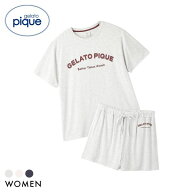 ジェラートピケ レディース 接触冷感 カジュアルレーヨンロゴTシャツ&ショートパンツセット 上下セット …