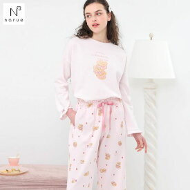 ナルエー パジャマ エアーニットいちごクッキーサンドセットアップ ルームウェア ロングパンツ 長袖 上下セット NARUE レディース 全2色 ギフト プレゼント