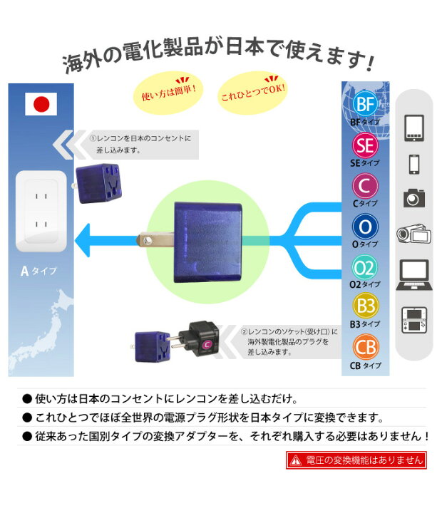 楽天市場】「クーポンで10%OFF」 日本専用マルチ電源変換アダプタ Ren!Con レンコン RWG111 | 日本 国内用 出張 海外電化製品 を 日本で使う BF C SE O O2 B3 A 変換 プラグ コンセント ROAD WARRIOR ロードウォーリア プレゼント ホテル 民泊 ホームステイ 新生活 品物 ... 楽天市場】「クーポンで10%OFF」 日本専用マルチ電源変換アダプタ Ren!Con レンコン RWG111 | 日本 国内用 出張 海外電化製品 を 日本で使う BF C SE O O2 B3 A 変換 プラグ コンセント ROAD WARRIOR ロードウォーリア プレゼント ホテル 民泊 ホームステイ 新生活 品物 ...