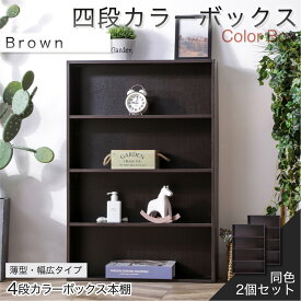 ＼本日市場の日！エントリーで最大ポイント4倍！／カラーボックス 大容量 2台セット 棚 本棚 収納 収納棚 収納ボックス スリムワイド 4段 漫画 コミック 四段 4段 KCBOX 送料無料(一部地域を除く)