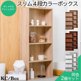 ＼本日市場の日！エントリーで最大ポイント4倍！／カラーボックス 2台セット 4段 薄型 スリム 収納ボックス 収納家具 棚 本棚 組立家具 木目 3色 送料無料(一部地域を除く)