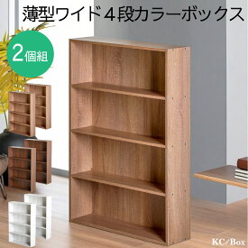 ＼本日市場の日！エントリーで最大ポイント4倍！／カラーボックス 4段 2台セット 棚 スリムワイド 大容量 おしゃれなアッシュカラー KCBOX 送料無料(一部地域を除く)