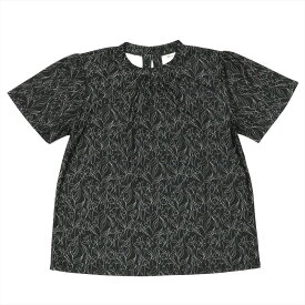 【33%OFF】【SALE】カジュアルシャツ プリントスタンドネックブラウス 半袖 ブラック レディース
