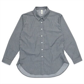 【20%OFF】【SALE】【Pitta Re:)】 カジュアルシャツ オーバーシャツ 長袖 形態安定 ネイビー レディース