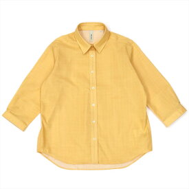 【Pitta Re:)】 カジュアルシャツ Wガーゼ 七分袖 綿100% オレンジ レディース