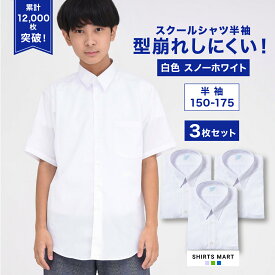 【3枚セット】 スクールシャツ 男子 半袖 形態安定 スクールシャツ 学生服 カッターシャツ 小学生 中学生 高校生 白 ホワイト シャツ 制服 メンズ Yシャツ 学生シャツ 学生 A体 送料無料 RSL