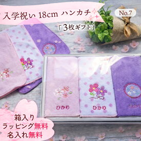 入学祝い ハンカチ 名入れ【18cmハンカチ3枚ギフト（No7）】 入学祝い 小学生 女の子 プレゼント 小学校 入園入学 入学記念 入学 記念 子供 祝い 内祝い ひな祭り お祝い 小学生入学祝い