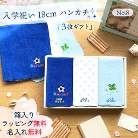 入学祝い【18cmハンカチ3枚ギフト（No8）】小学校 入学祝い 入学 内祝い タオル 名入れ 入学祝 タオルハンカチ 名入り 小学生 子供の日 プレゼント 子ども 入学記念 子供入学 祝い 入園祝い 男