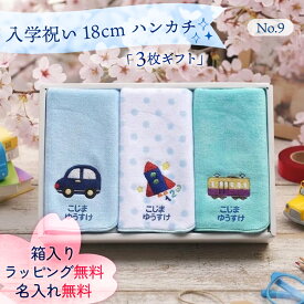 名前入りハンカチ ギフト 【18cmハンカチ3枚ギフトセット（No9）】 入学祝い 名前入り プレゼント 子ども 小学生 入学記念 子供 小学校 入学お祝い 男の子 入園祝い 内祝い 男の子 人気 入園入学
