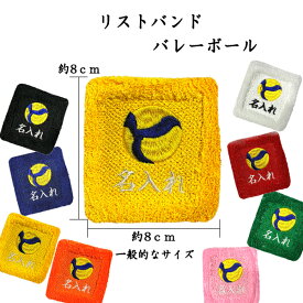 【メール便：送料無料】2　バレーボール　オーダー　名入れ　リストバンド　刺繍　くろ あお きいろ オレンジ しろ あかみどりピンク
