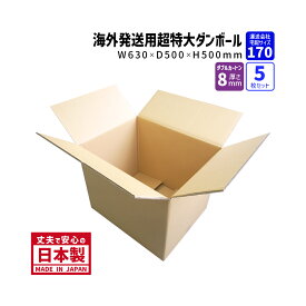 ダンボール 170サイズ 大きいダンボール 海外発送ダンボール 5枚セット 長さ630mm×幅500mm×高さ500mm 海外用ケース 超特大W 重さのあるものを梱包 ダブルカートン 厚さ8mm しっかりしている 丈夫 保存箱 段ボール箱 送料無料