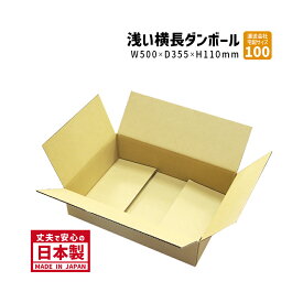 100サイズ 横長ダンボール 1枚だけ購入 長さ500mm×幅355mm×高さ110mm J-5ケース 薄型 ノートパソコンが入る アパレル用 薄いダンボール 段ボール箱