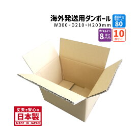 ダンボール 80サイズ 海外発送ダンボール 10枚セット 長さ300mm×幅210mm×高さ200mm 海外用ケース Y No.5W 重さのあるものを梱包 ダブルカートン 厚さ8mm しっかりしている 丈夫 保存箱 段ボール箱 送料無料