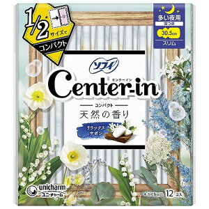 ユニ・チャーム ソフィ センターイン コンパクト1/2 リラックスサボンの香り 多い夜用 羽つき12コ入り 4903111314256