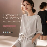 【マラソン限定8%OFF】 セットアップ レディース ルームウェア 上下セット 半袖 ショートパンツ 夏用 部…